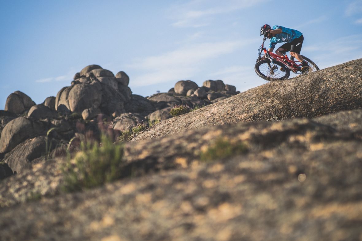 Riding across the beautiful rocky Spanish landscape.