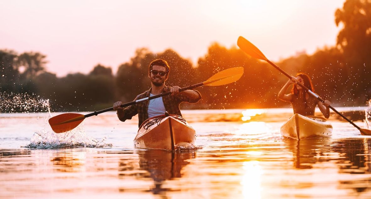 Kayaking in afternoon sun