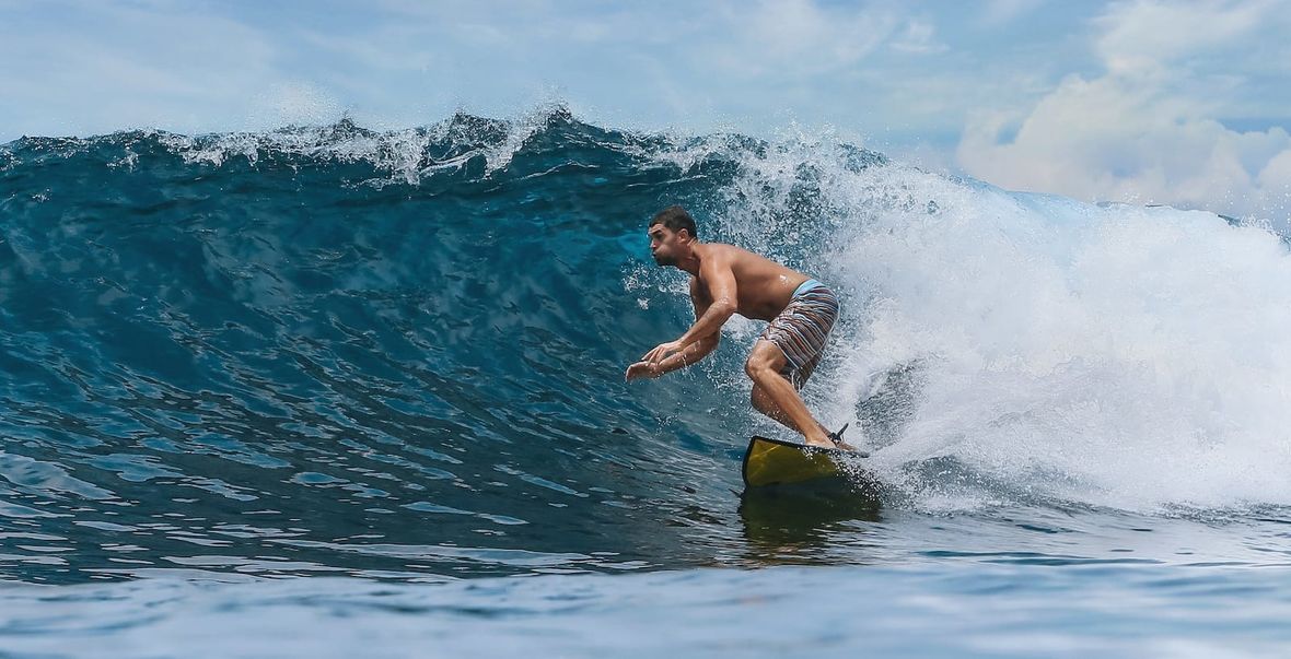 Surfer riding a wave