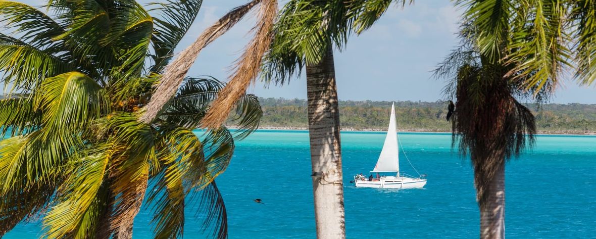 Yacht sailing in tropical waters