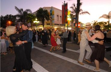 People dancing in the street in Napier