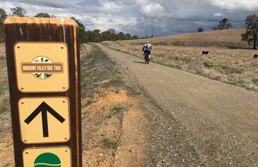 Cycle signs and dusty trail