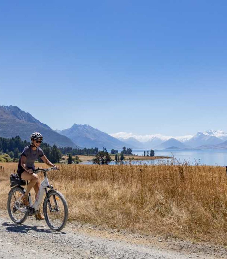 Ride on dedicated cycle paths with interesting views of sheep and cattle country