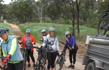 Group of cyclists on a trail