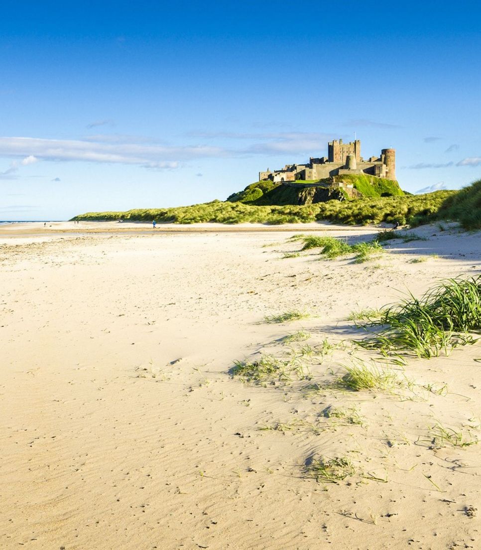Perched high above, Bamburgh Castle offers incredible views