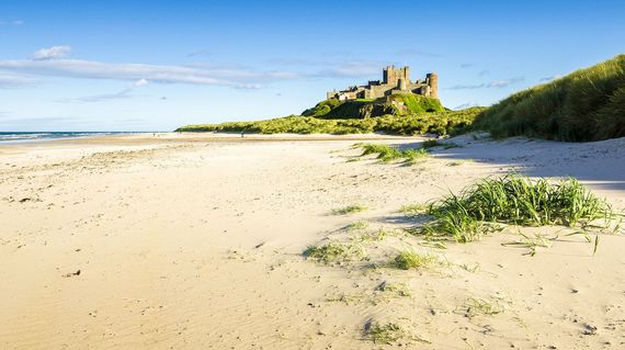 Perched high above, Bamburgh Castle offers incredible views