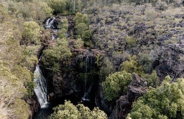 Aerial shot of waterfall in National Park