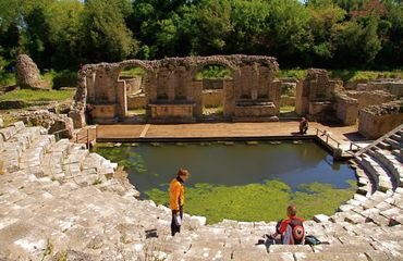 Tourist at ancient ruins