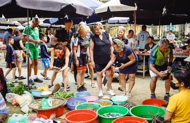 Group of people at a local market