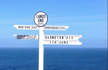 Signpost with sea in background