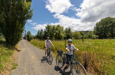 Cyclists on rural trail