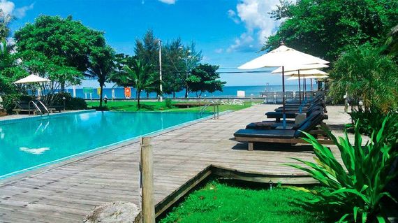 A charming beach front resort with lovely gardens