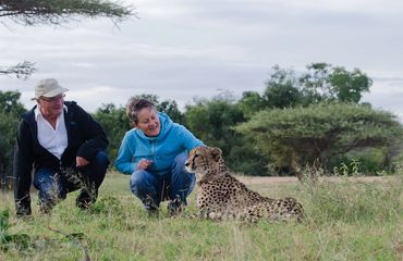 Couple with leopard