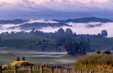 Vast landscape view with fog