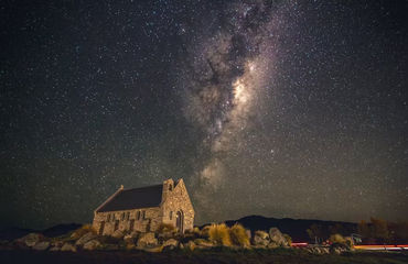 Church under night sky