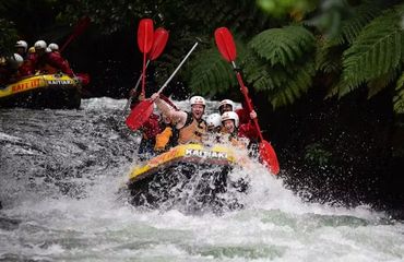 People white water rafting