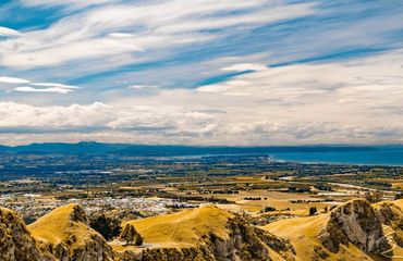 View from mountain of town