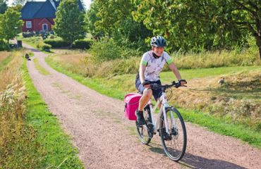 Cyclist on rural path