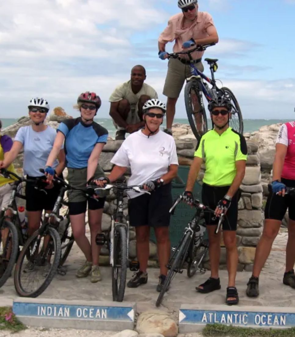 Cycle to the point where the Indian and Atlantic Oceans meet