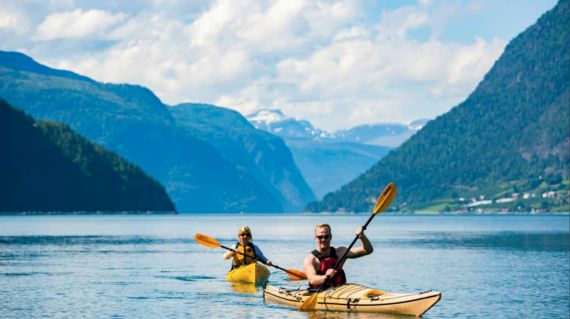 Kayak this morning on a beautiful fjord