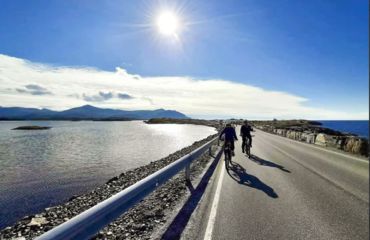 Cyclists on coastal road