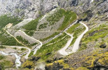 Switchback road in mountains