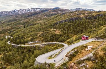 Switchback road aerial view