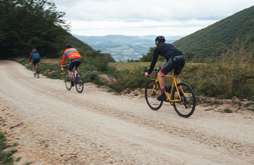 Gravel cyclists on rural road