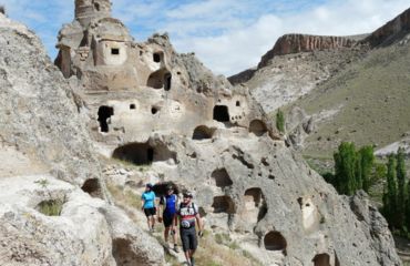 Hikers in the caves homes