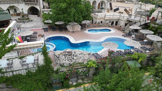 Stay in characterful and welcoming accommodation like this cave hotel for 3 nights of the tour
