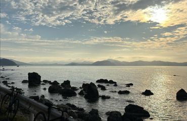 Still seawater and rocks