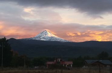 Snow capped volcano landscape