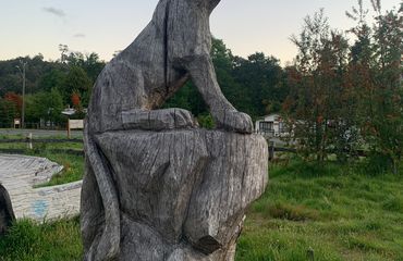Wood carving of a puma
