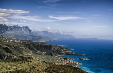 Coastline with mountains and villages