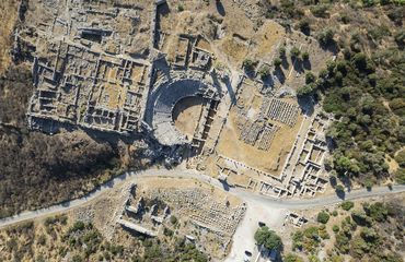 Ancient ruins aerial shot