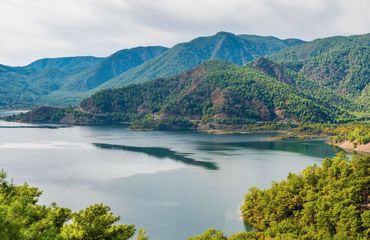 Green hills and blue sea