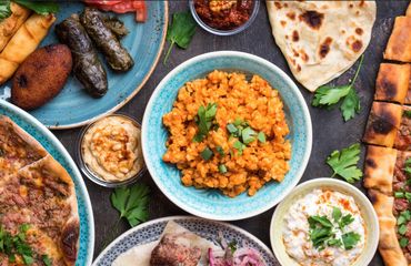 Colorful food options on  the table