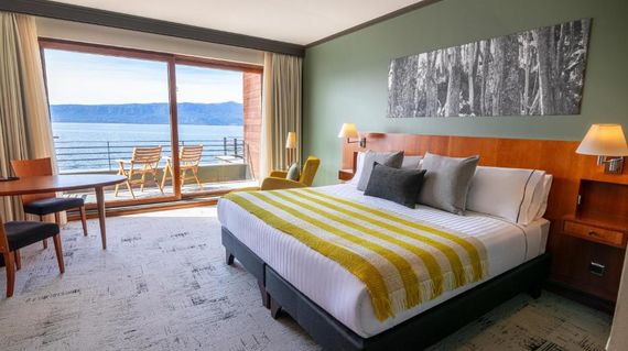 Unwind in luxurious comfort while taking in stunning views of the lake