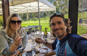 Two people having wine