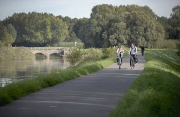 Cyclists on bike path