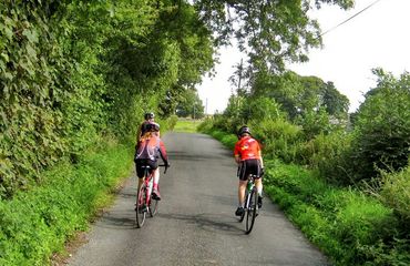 Cyclists on small rural road