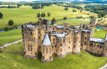 Castle in green countryside
