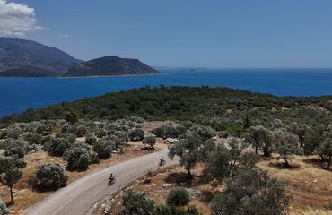 Cyclist on.a coastal road in Turkey