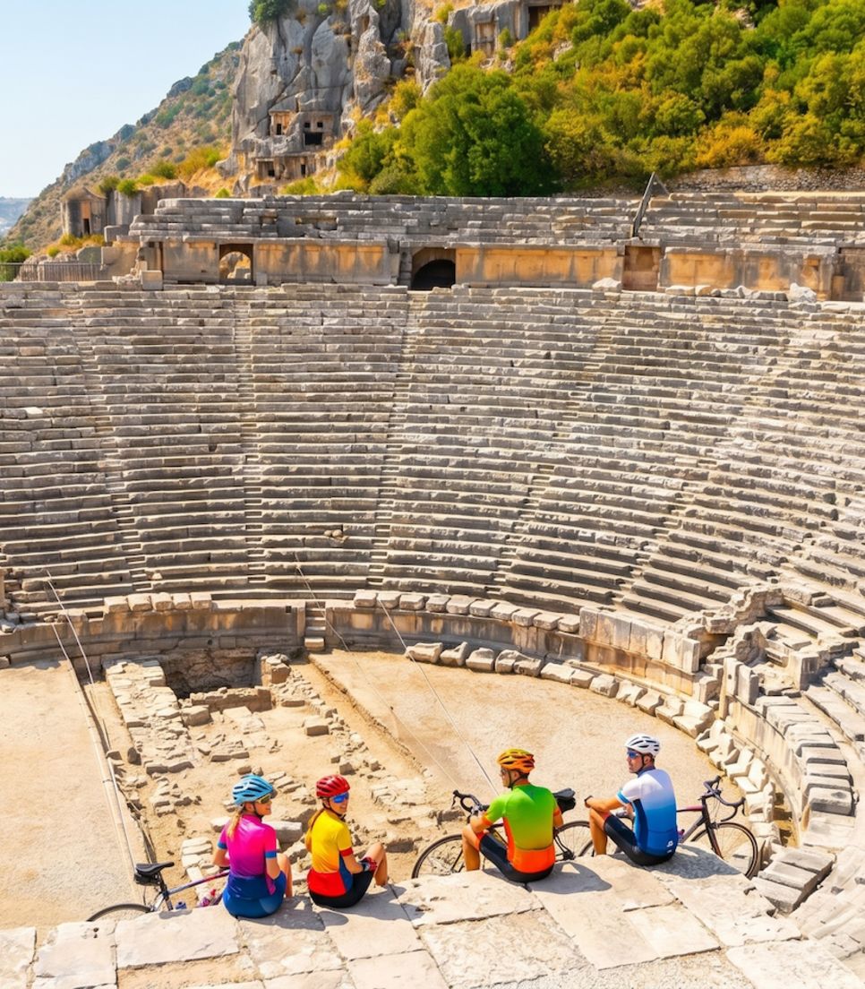 Visit the impressive ruins of Myra, with rock tombs in the cliffs and a vast Roman theatre