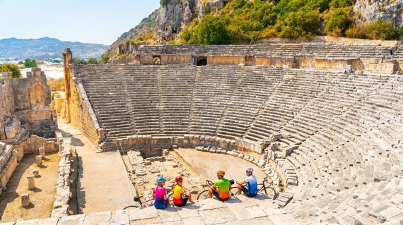 Visit the impressive ruins of Myra, with rock tombs in the cliffs and a vast Roman theatre
