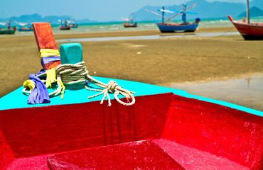 Colorful fishing boats on the beach
