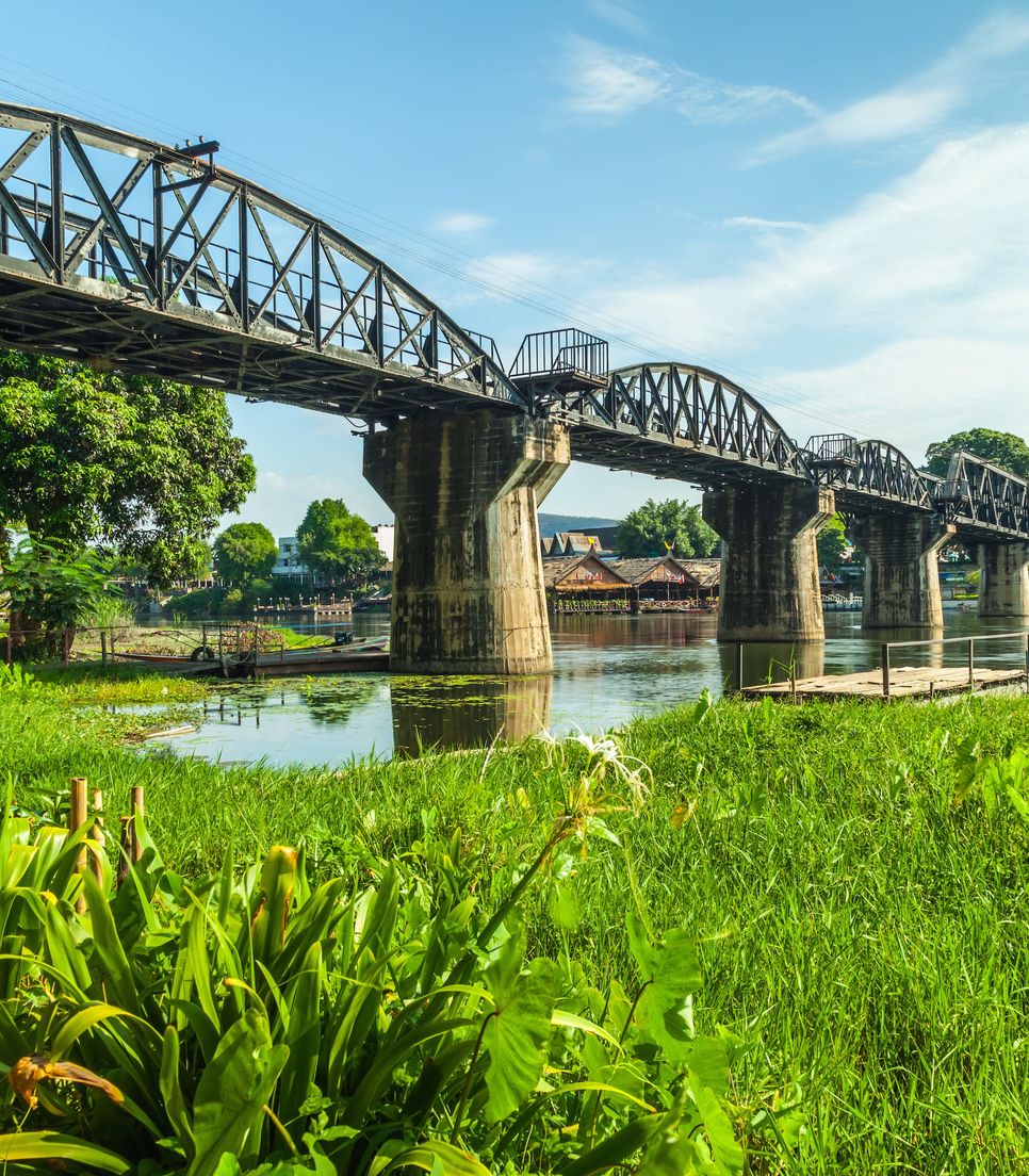 In Kanchanaburi, there will be time to visit the famous bridge before retiring to your hotel on the river banks