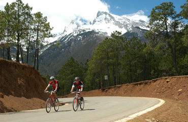 Cyclists on a mountain