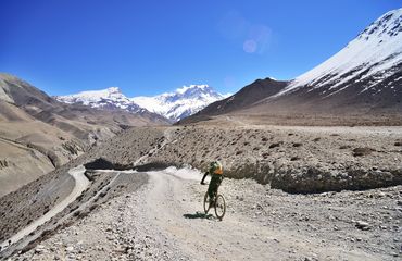 Cyclist riding in Nepal