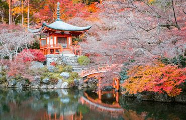 Japanese temple in the autumn